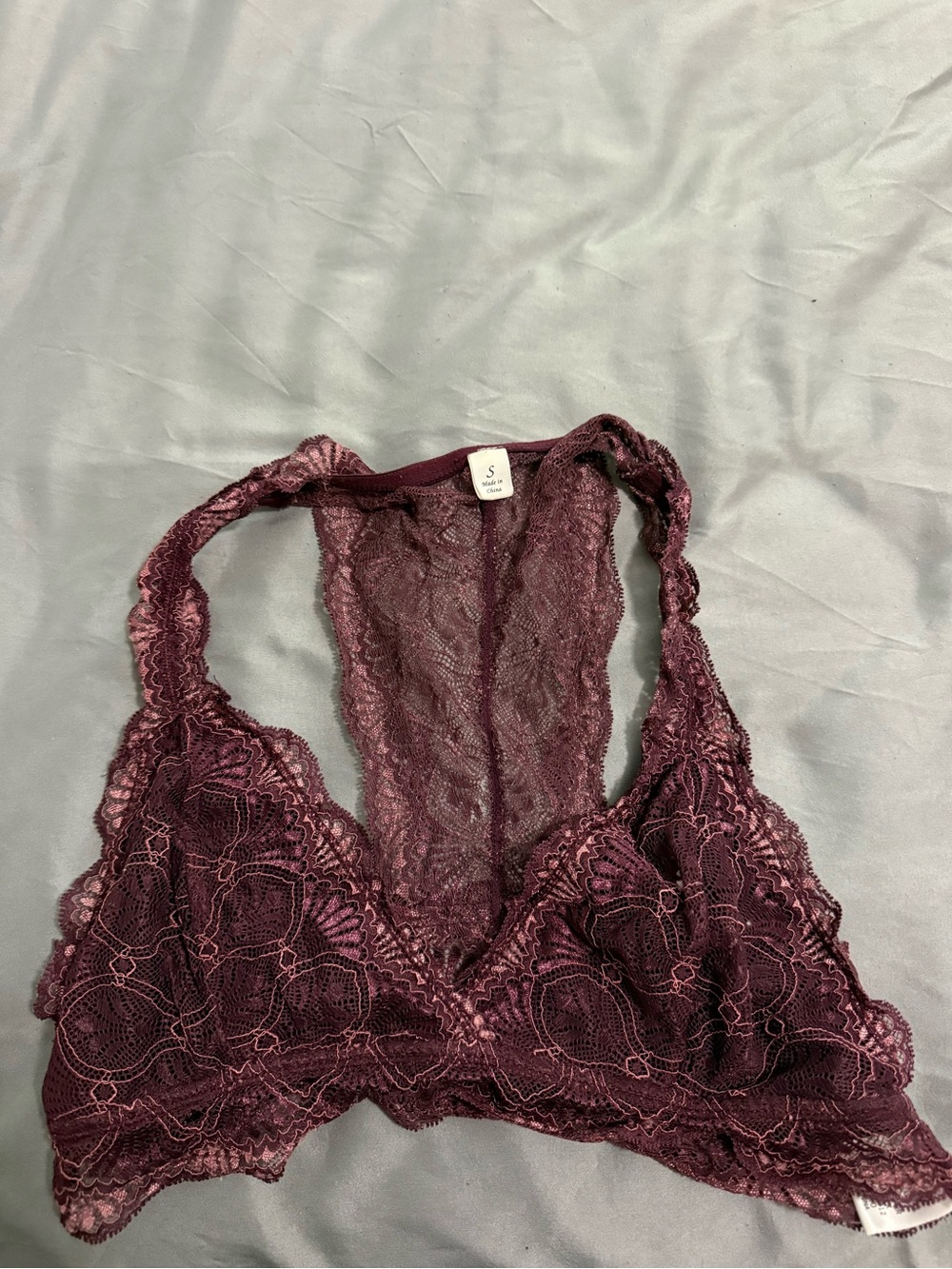 aerie Lace Racerback Bralette in Plum